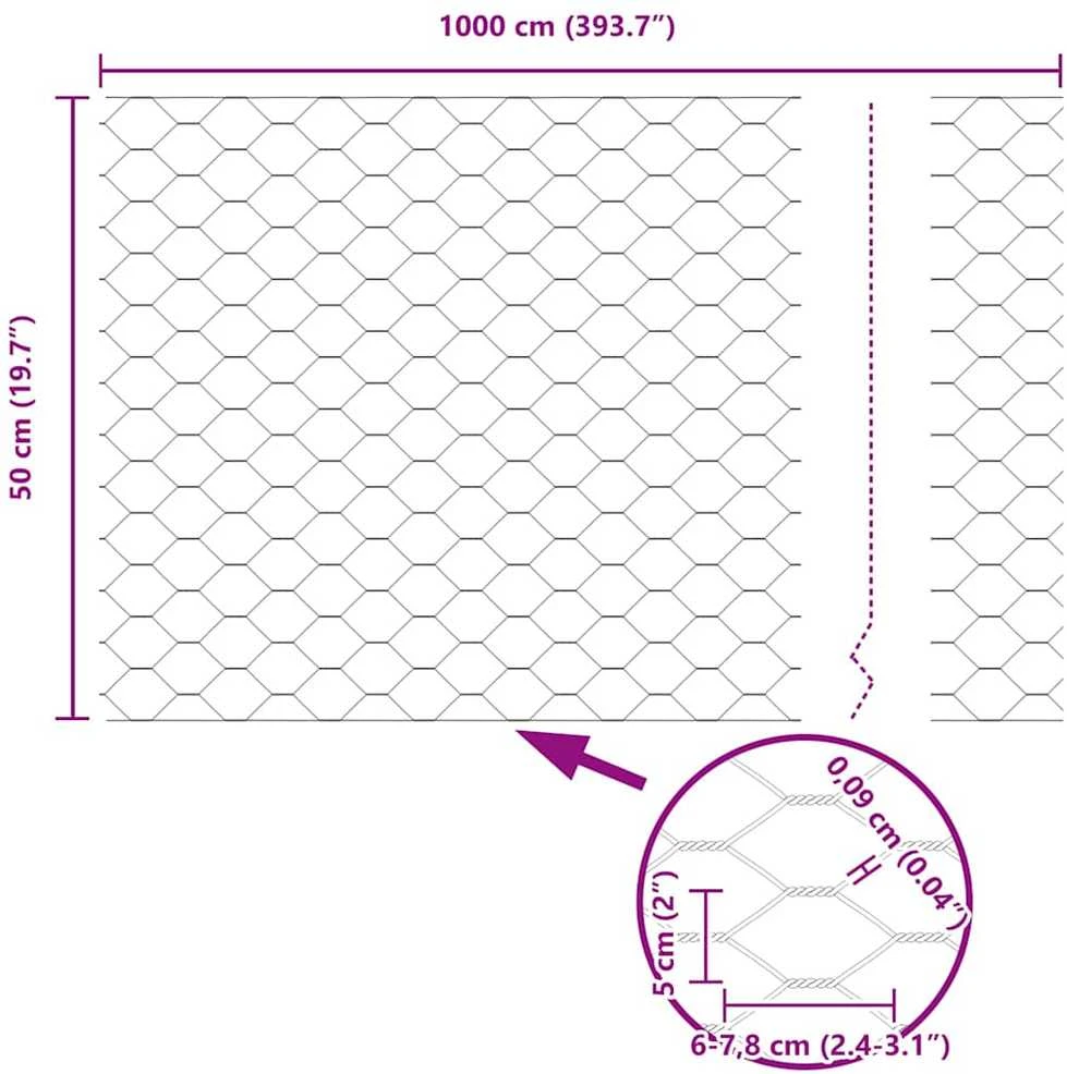 Hexagonal Fence with Post 10 x 0,5 m PVC dengtas plienas Pilka