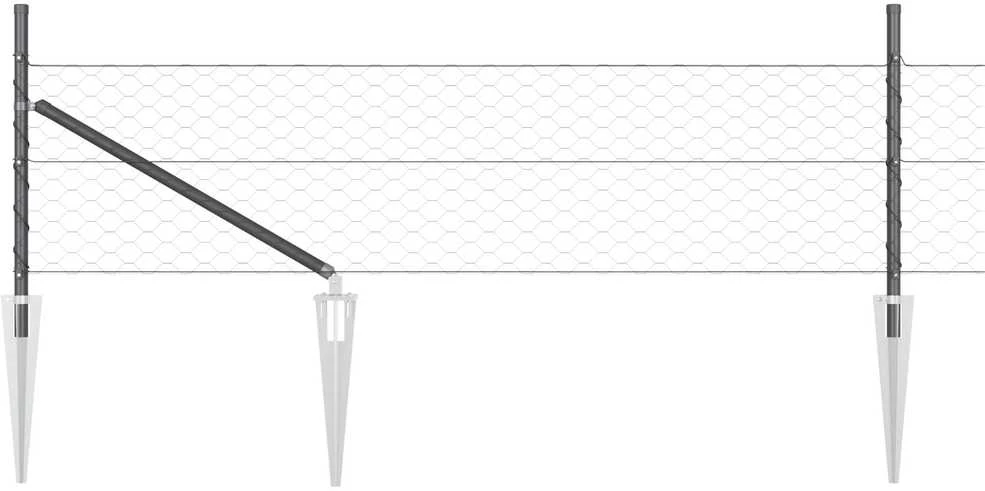 Hexagonal Fence with Post 10 x 0,5 m PVC dengtas plienas Pilka