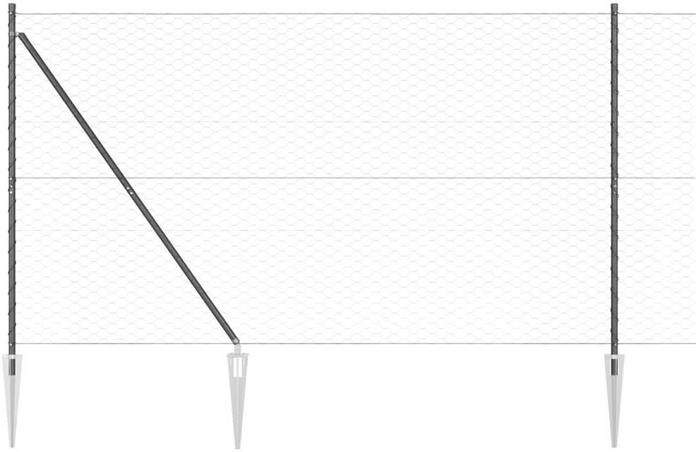 Hexagonal Fence with Post 100 x 1,5 m PVC dengtas plienas Pilka