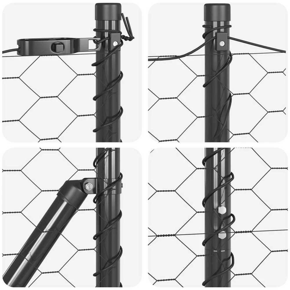 Hexagonal Fence with Post 100 x 1,5 m PVC dengtas plienas Pilka