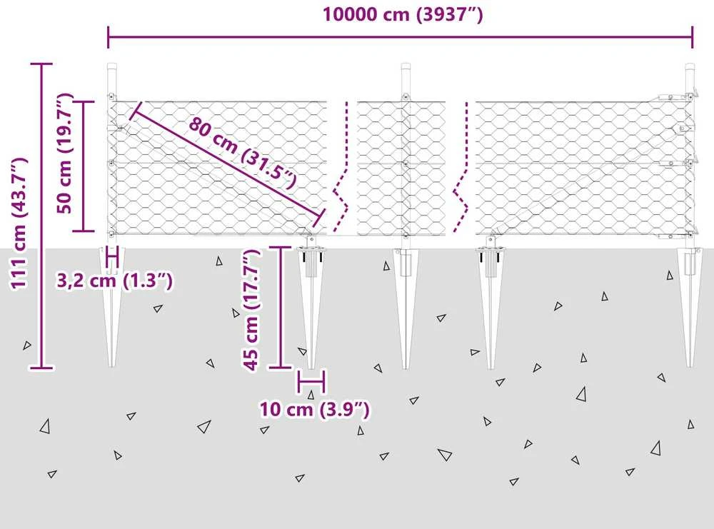 Hexagonal Fence with Post 100 x 0,5 m PVC dengtas plienas Žalia