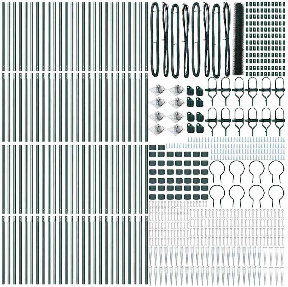 Hexagonal Fence with Post 100 x 1,4 m PVC dengtas plienas Žalia
