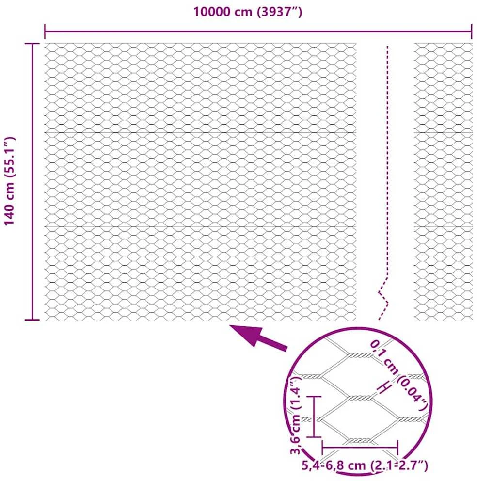 Hexagonal Fence with Post 100 x 1,4 m PVC dengtas plienas Žalia