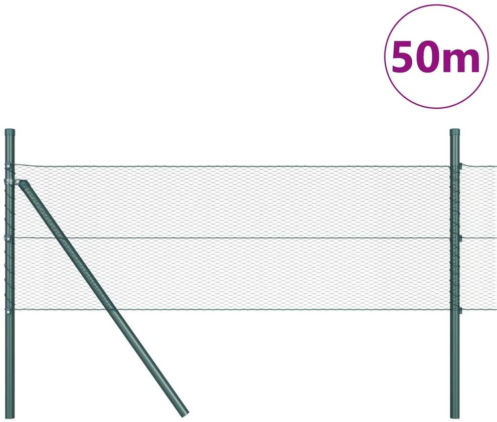 Heksagonalinė tvoros tvirtinimo sistema 50 x 0,5 m Žalia