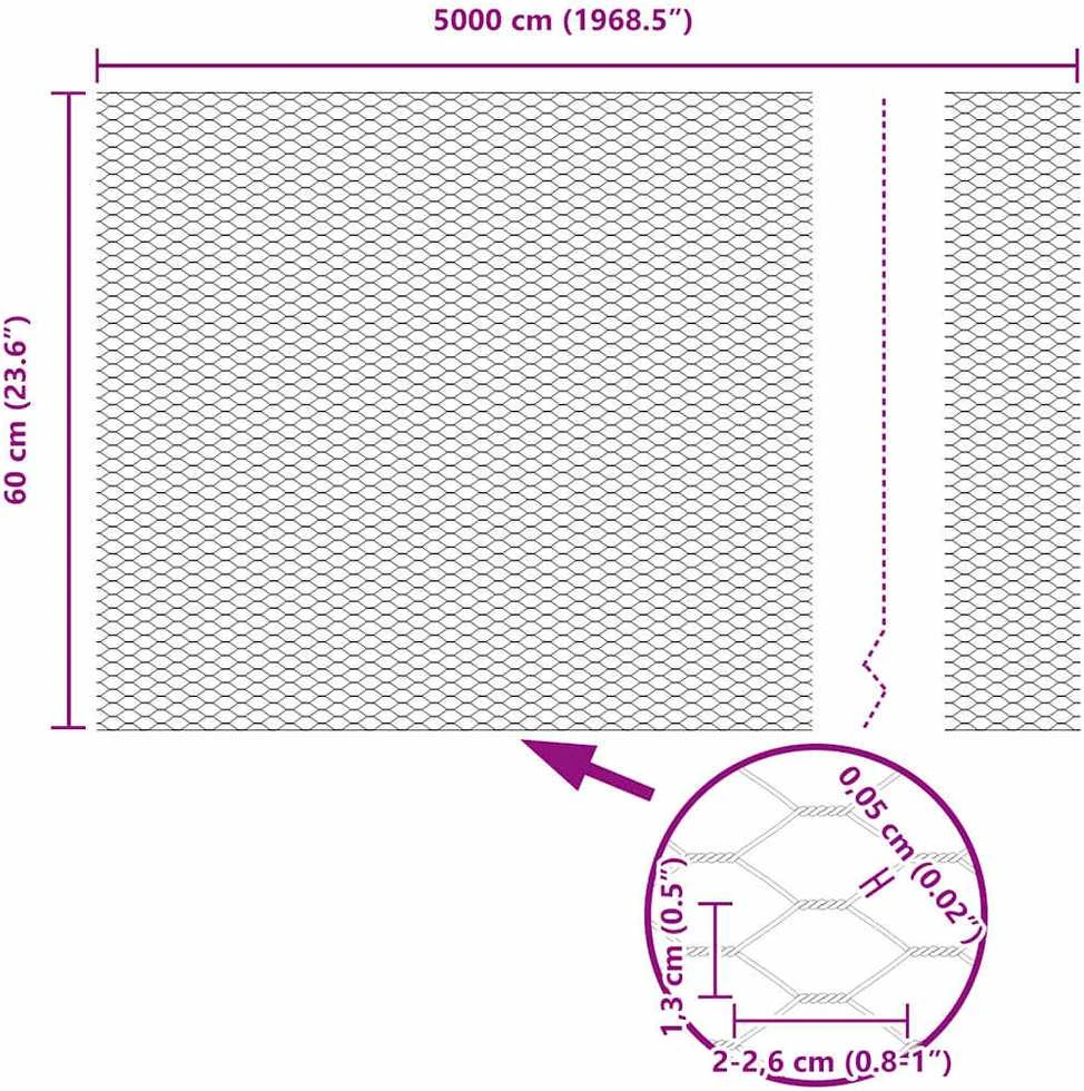 Hexagonal Fence with Post 50 x 0,6 m Galvanizuotas plienas