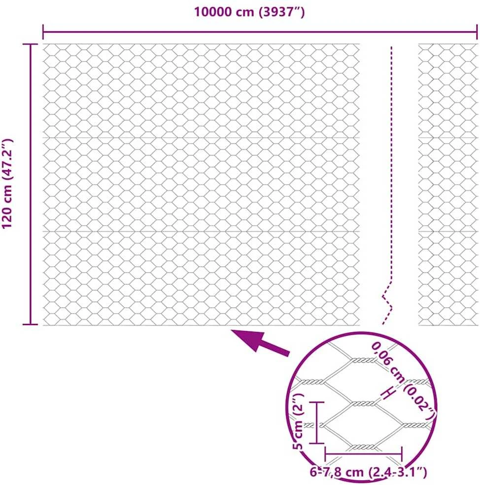 Hexagonal Fence with Post 100 x 1,2 m Galvanizuotas plienas