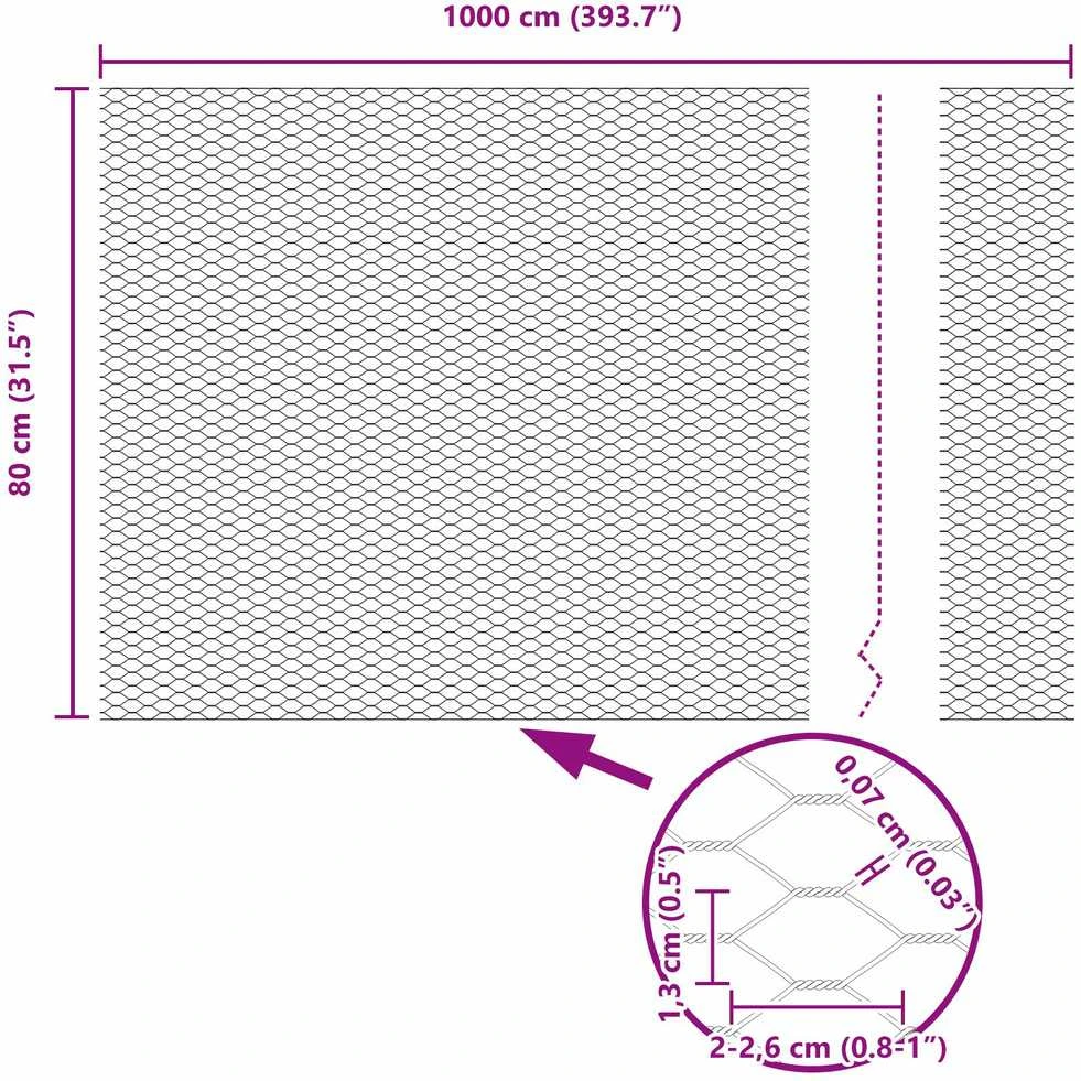 Heksagoninė tvora 0,8 x 10 m PVC Pilka
