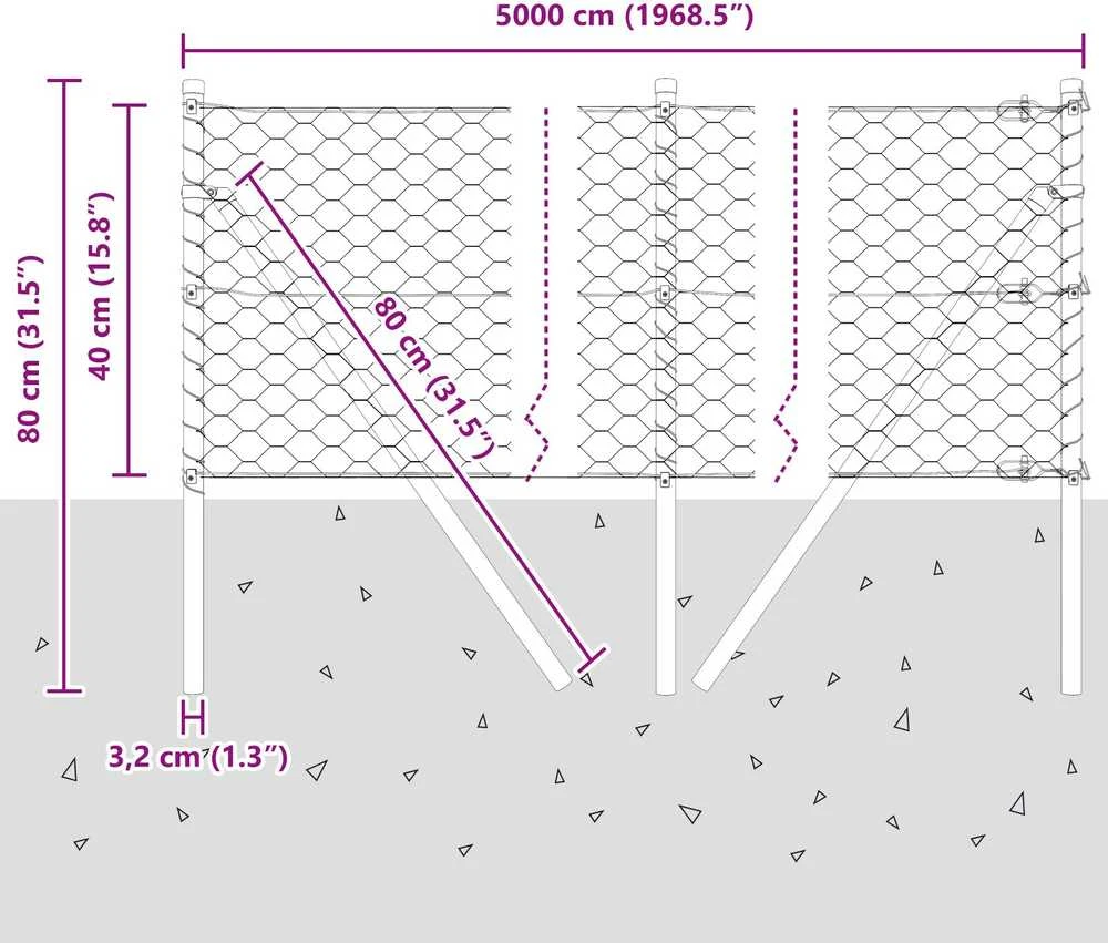 Heksagonalinė tvoros tvirtinimo sistema 50 x 0,4 m Žalia