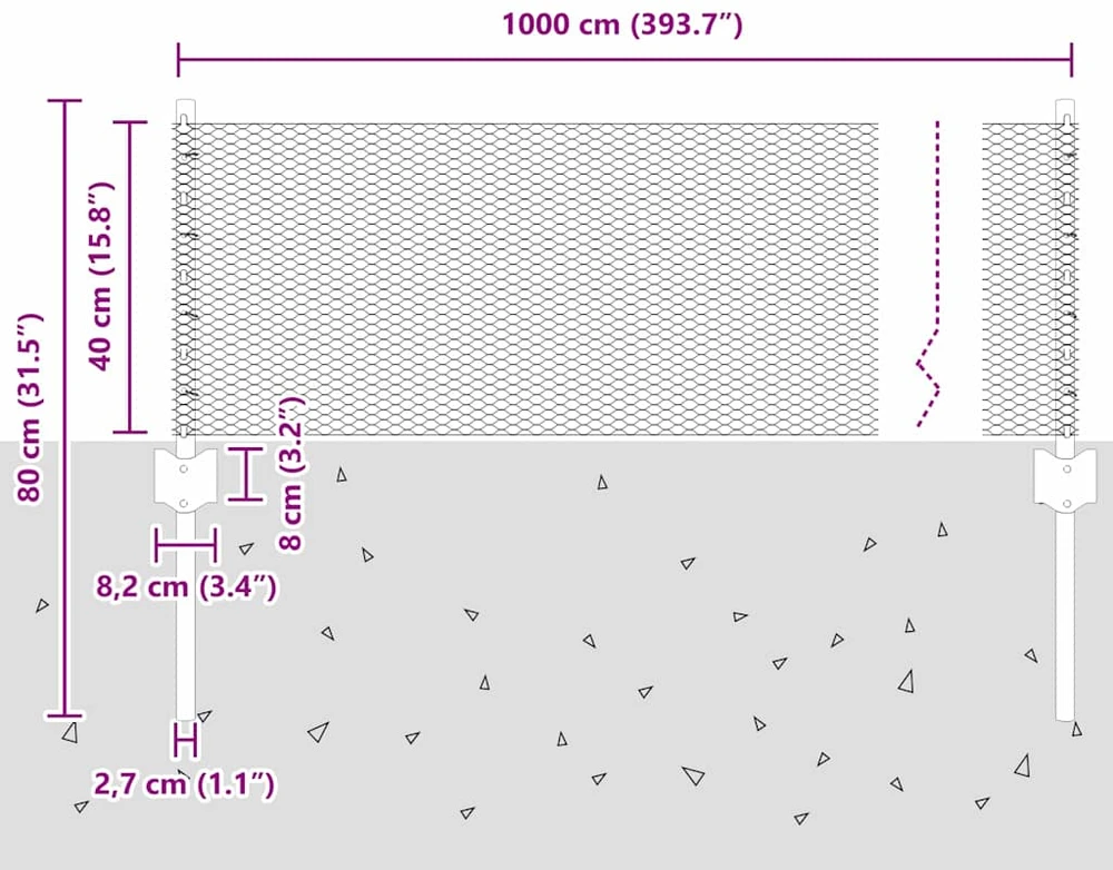 Hexagonal Fence with Post 10 x 0,4 m Galvanizuotas plienas