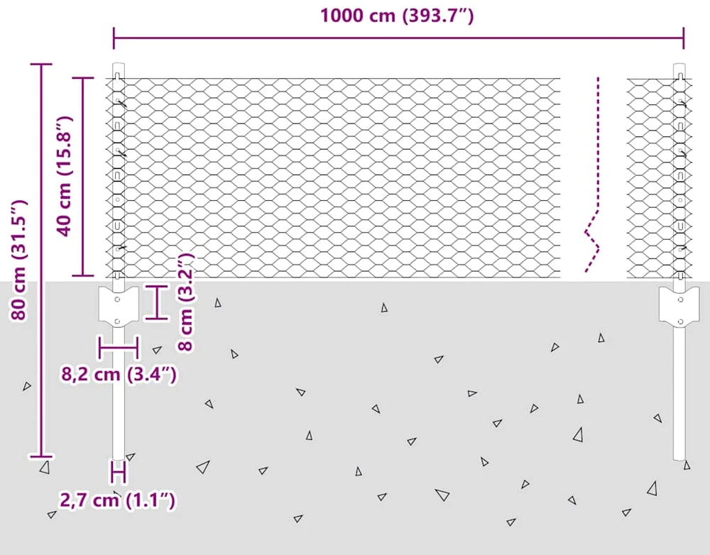 Hexagonal Fence with Post 10 x 0,4 m Galvanizuotas plienas