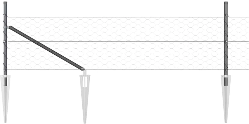 Hexagonal Fence with Post 10 x 0,4 m PVC dengtas plienas Pilka