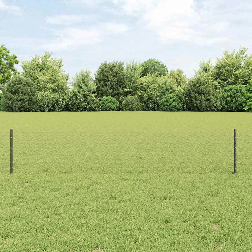 Hexagonal Fence with Post 10 x 0,4 m PVC dengtas plienas Pilka