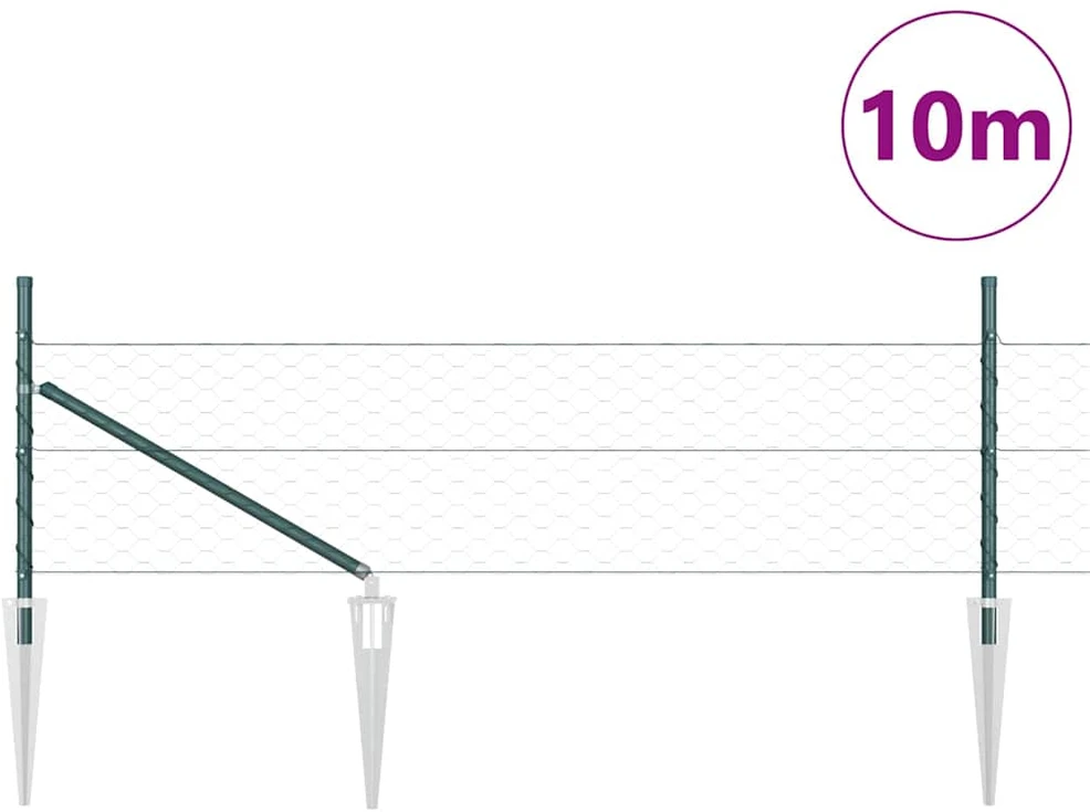 Hexagonal Fence with Post 10 x 0,4 m PVC dengtas plienas Žalia