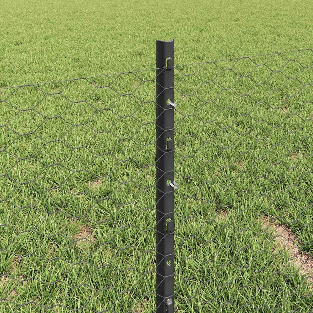 Hexagonal Fence with Post 10 x 0,4 m PVC dengtas plienas Pilka