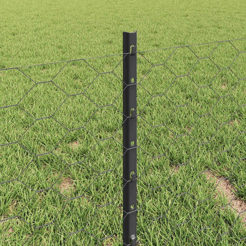 Hexagonal Fence with Post 10 x 0,4 m PVC dengtas plienas Pilka