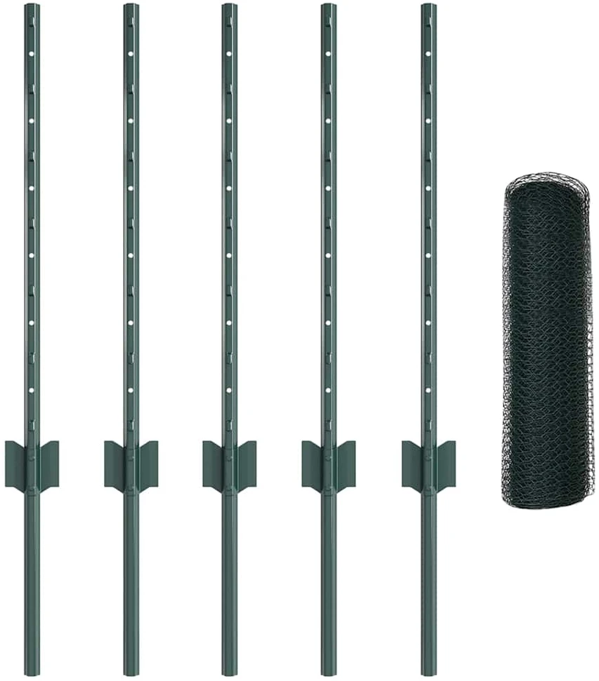 Hexagonal Fence with Post 10 x 0,6 m PVC dengtas plienas Žalia