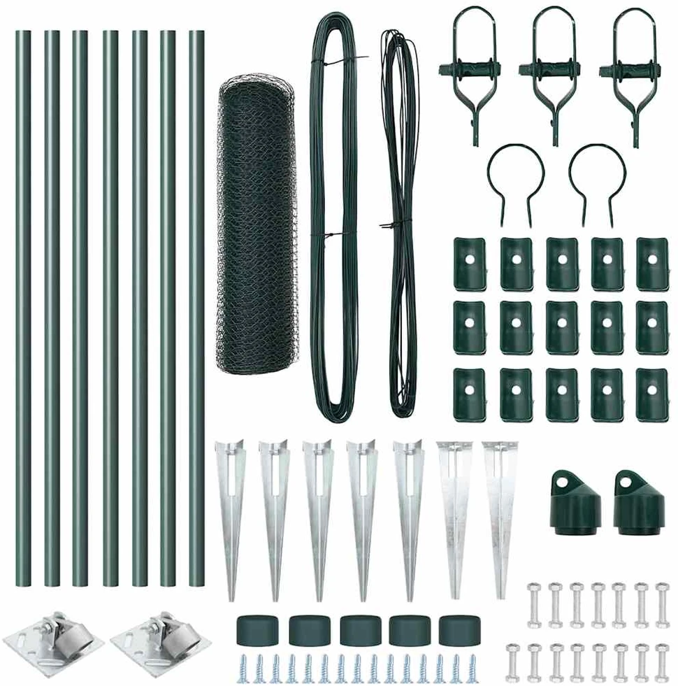 Hexagonal Fence with Post 10 x 0,8 m PVC dengtas plienas Žalia