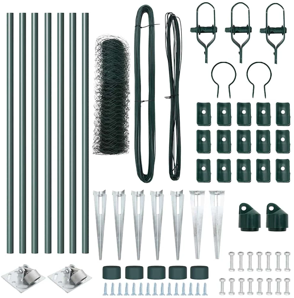 Hexagonal Fence with Post 10 x 0,8 m PVC dengtas plienas Žalia