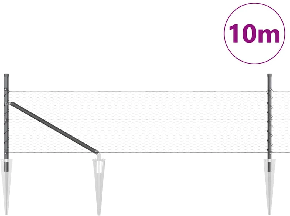 Hexagonal Fence with Post 10 x 0,8 m PVC dengtas plienas Pilka