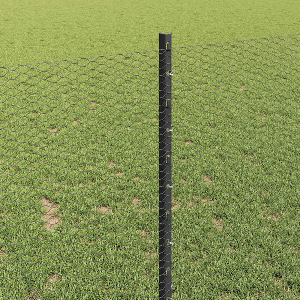 Hexagonal Fence with Post 10 x 1 m PVC dengtas plienas Pilka