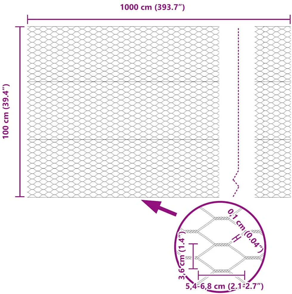 Hexagonal Fence with Post 10 x 1 m PVC dengtas plienas Žalia