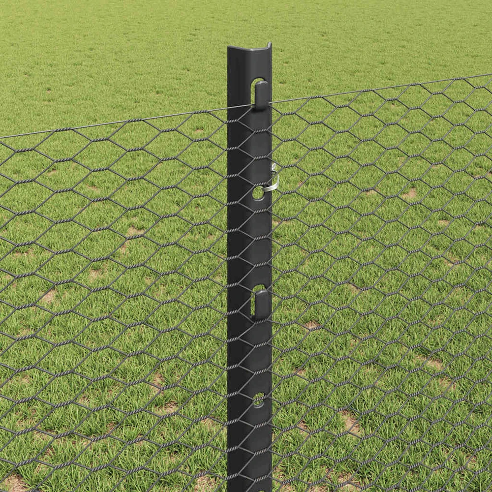 Hexagonal Fence with Post 10 x 1,2 m PVC dengtas plienas Pilka