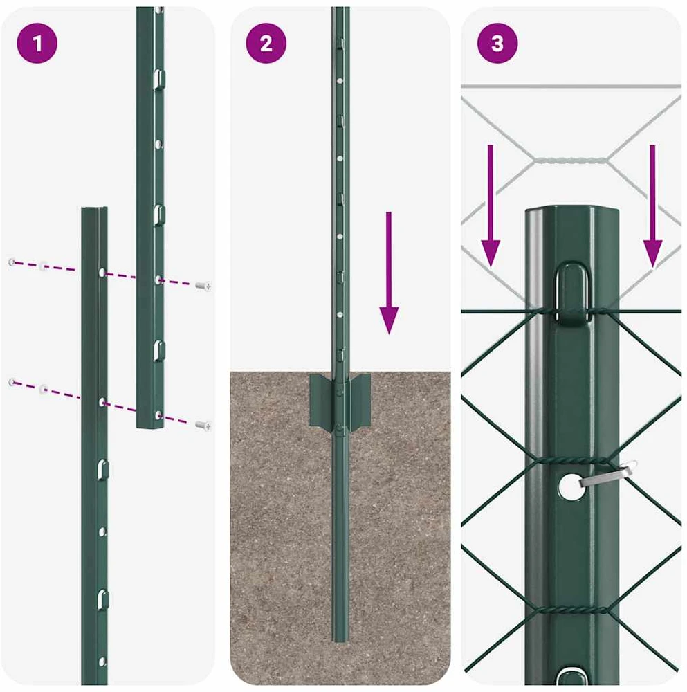 Hexagonal Fence with Post 10 x 1,2 m PVC dengtas plienas Žalia