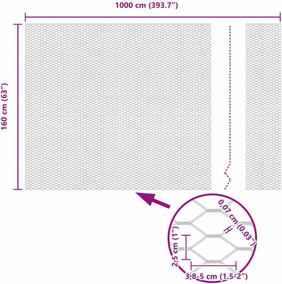 Hexagonal Fence with Post 10 x 1,6 m PVC dengtas plienas Žalia