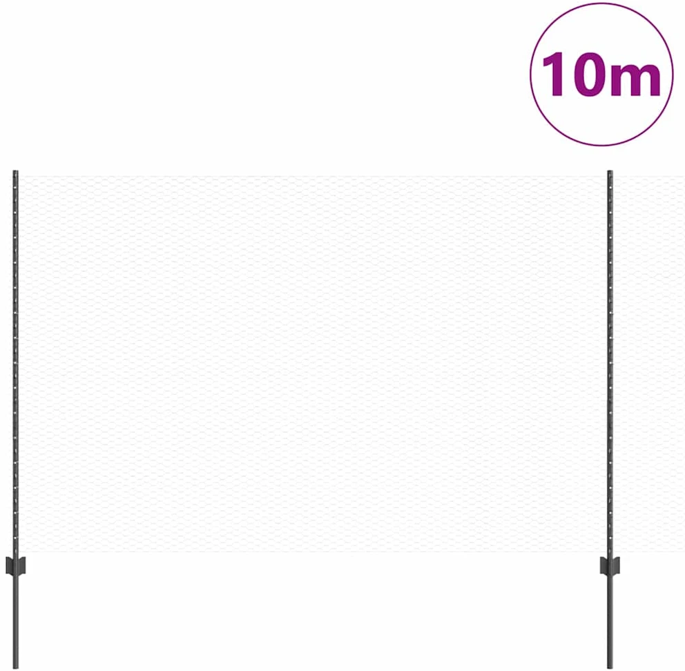 Hexagonal Fence with Post 10 x 1,6 m PVC dengtas plienas Pilka
