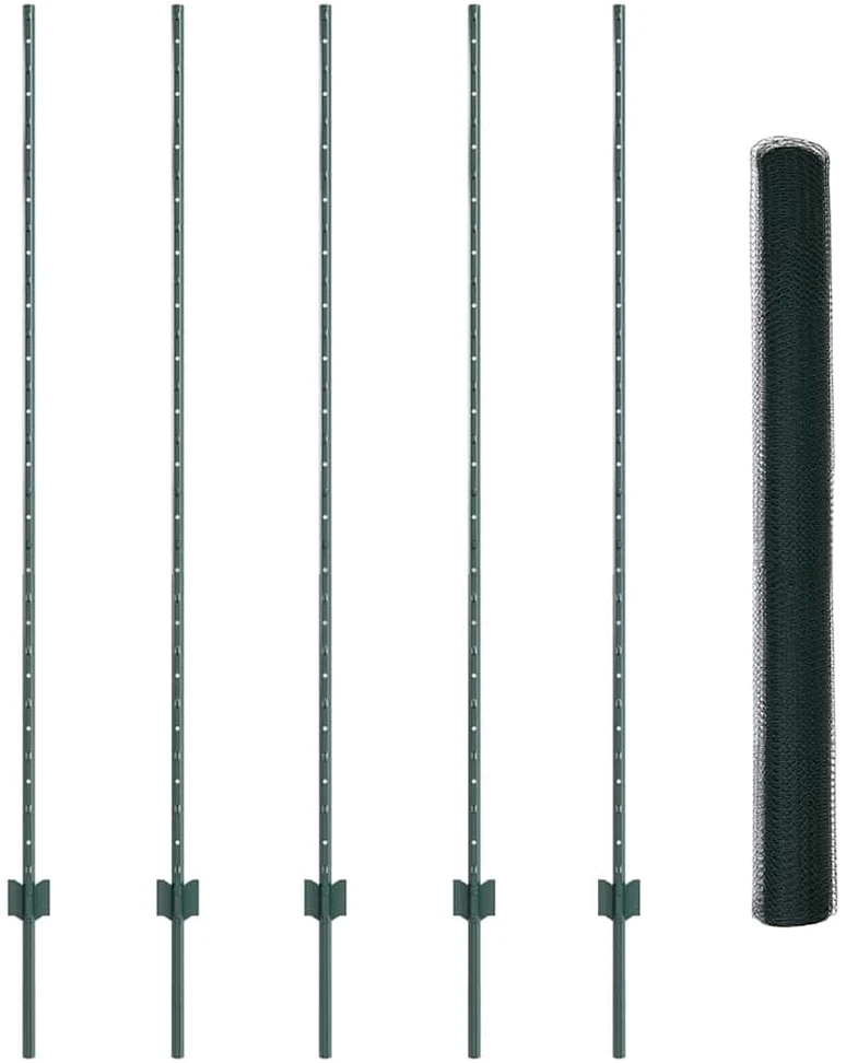 Hexagonal Fence with Post 10 x 1,6 m PVC dengtas plienas Žalia