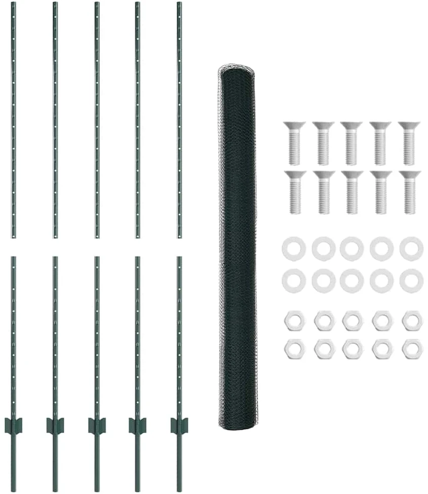 Hexagonal Fence with Post 10 x 1,6 m PVC dengtas plienas Žalia