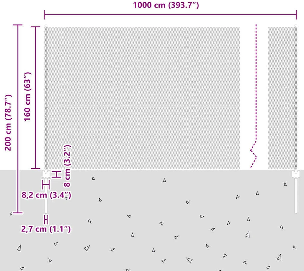 Hexagonal Fence with Post 10 x 1,6 m PVC dengtas plienas Pilka