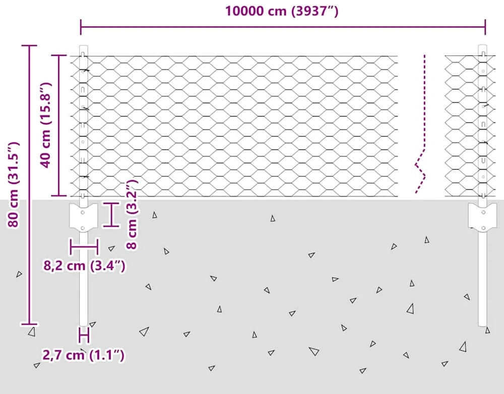 Hexagonal Fence with Post 100 x 0,4 m Galvanizuotas plienas