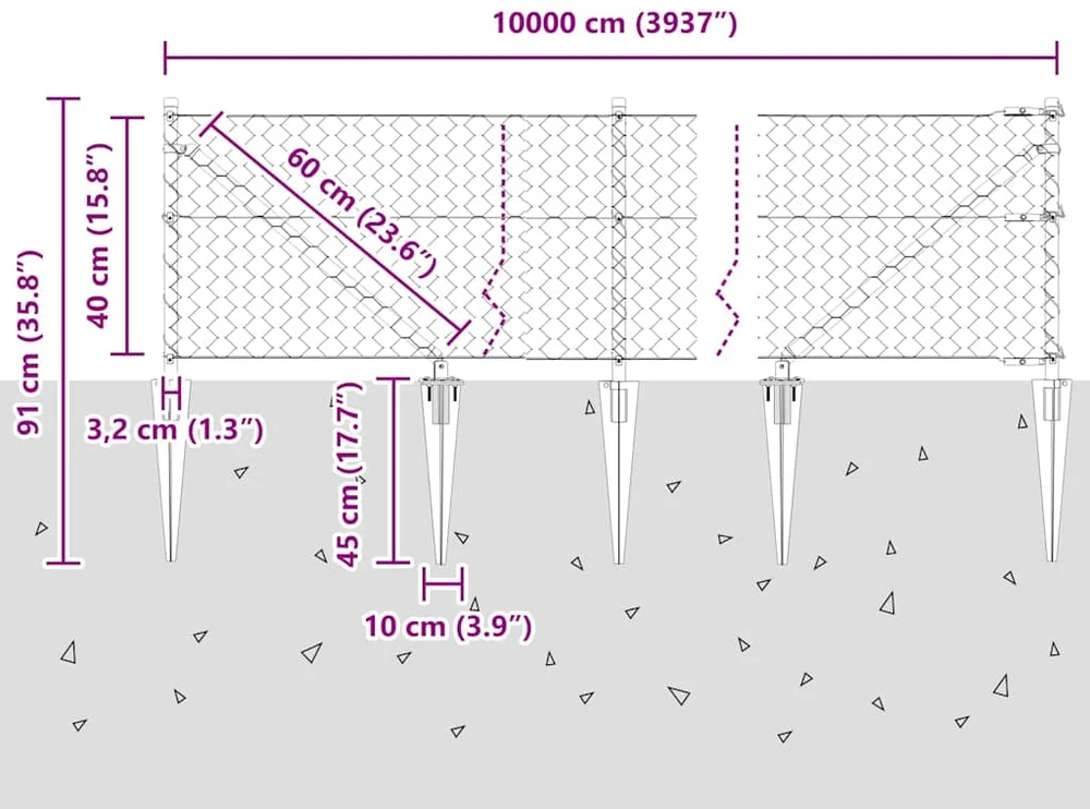 Hexagonal Fence with Post 100 x 0,4 m PVC dengtas plienas Žalia