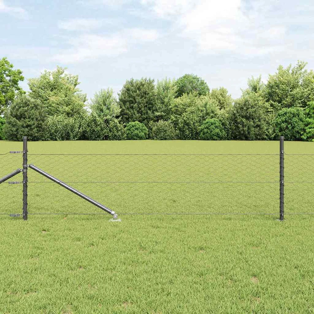 Hexagonal Fence with Post 100 x 0,4 m PVC dengtas plienas Pilka