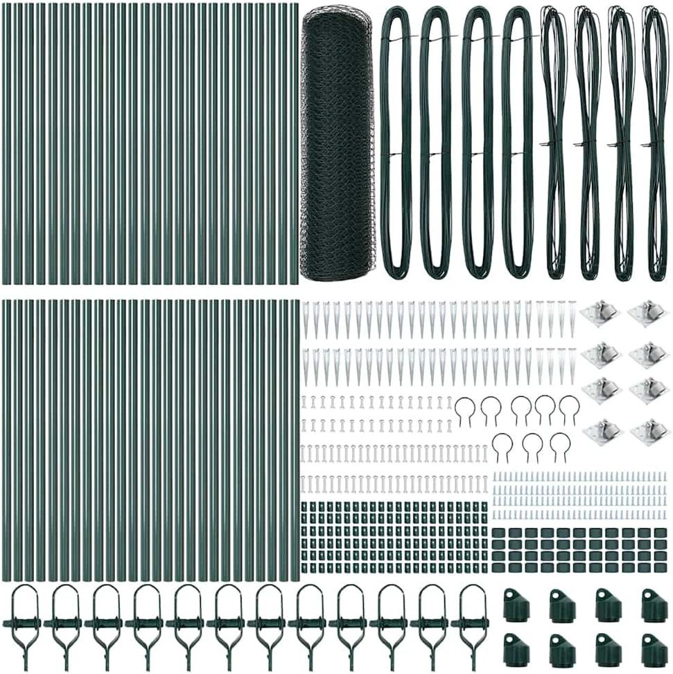 Hexagonal Fence with Post 100 x 0,4 m PVC dengtas plienas Žalia