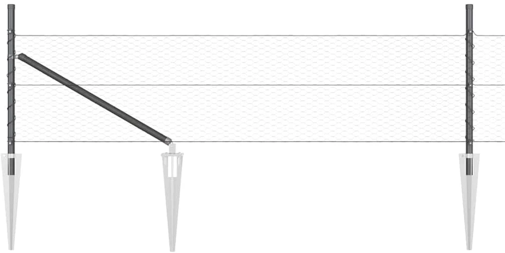 Hexagonal Fence with Post 100 x 0,4 m PVC dengtas plienas Pilka