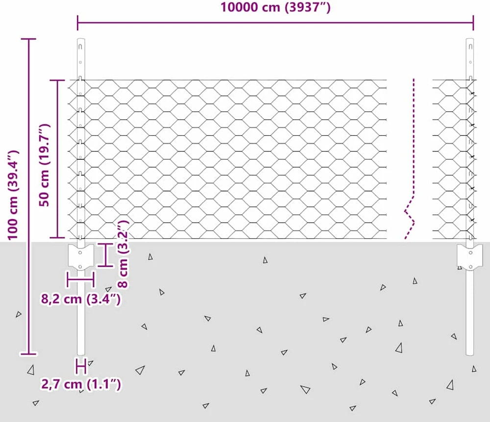 Hexagonal Fence with Post 100 x 0,5 m PVC dengtas plienas Žalia