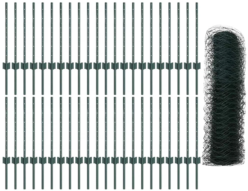 Hexagonal Fence with Post 100 x 0,5 m PVC dengtas plienas Žalia