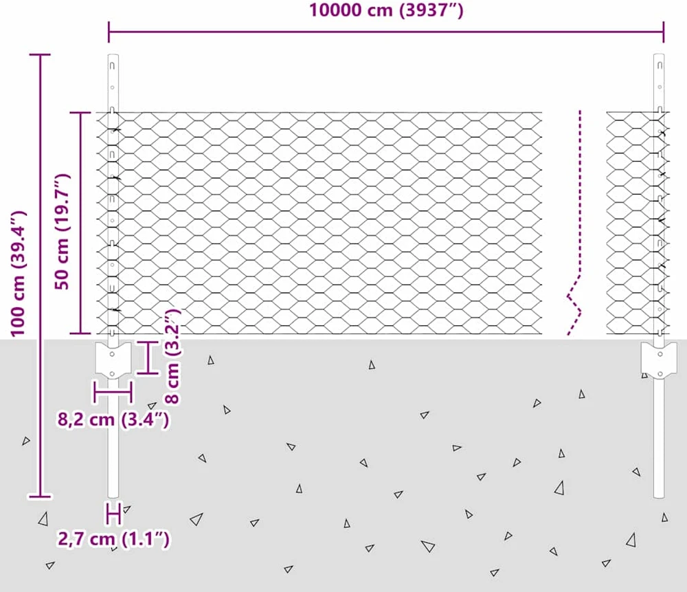 Hexagonal Fence with Post 100 x 0,5 m PVC dengtas plienas Žalia