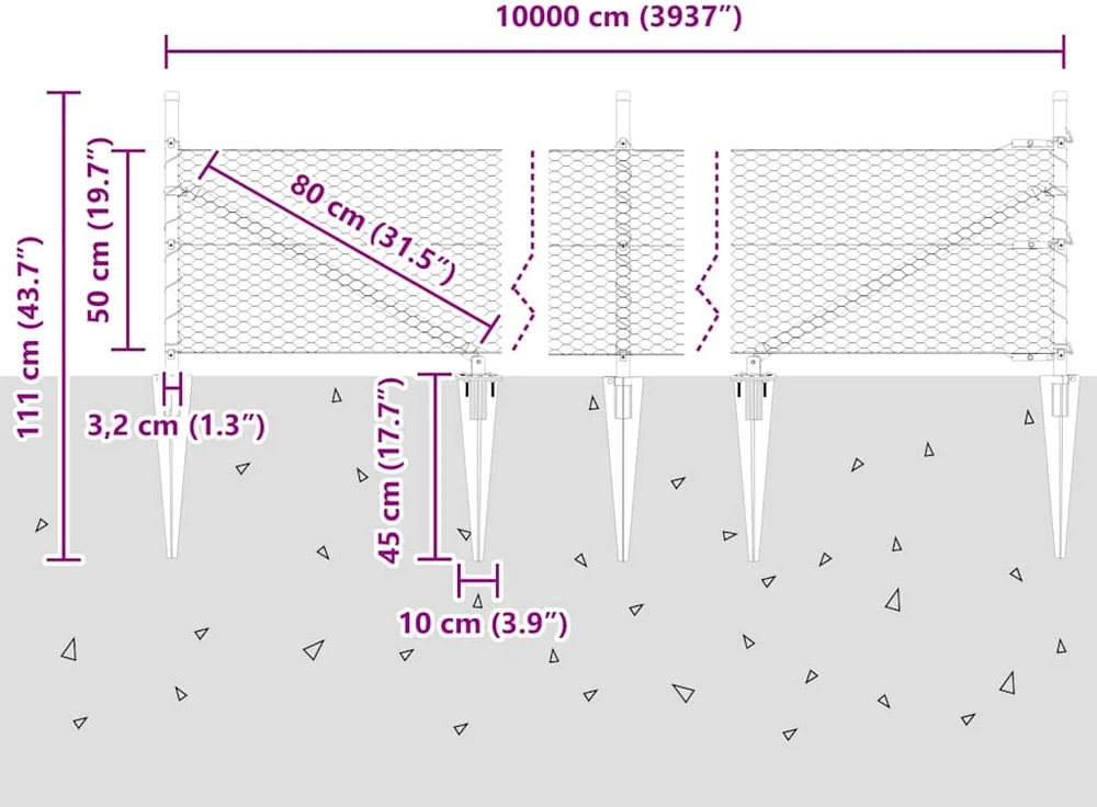 Hexagonal Fence with Post 100 x 0,5 m PVC dengtas plienas Žalia