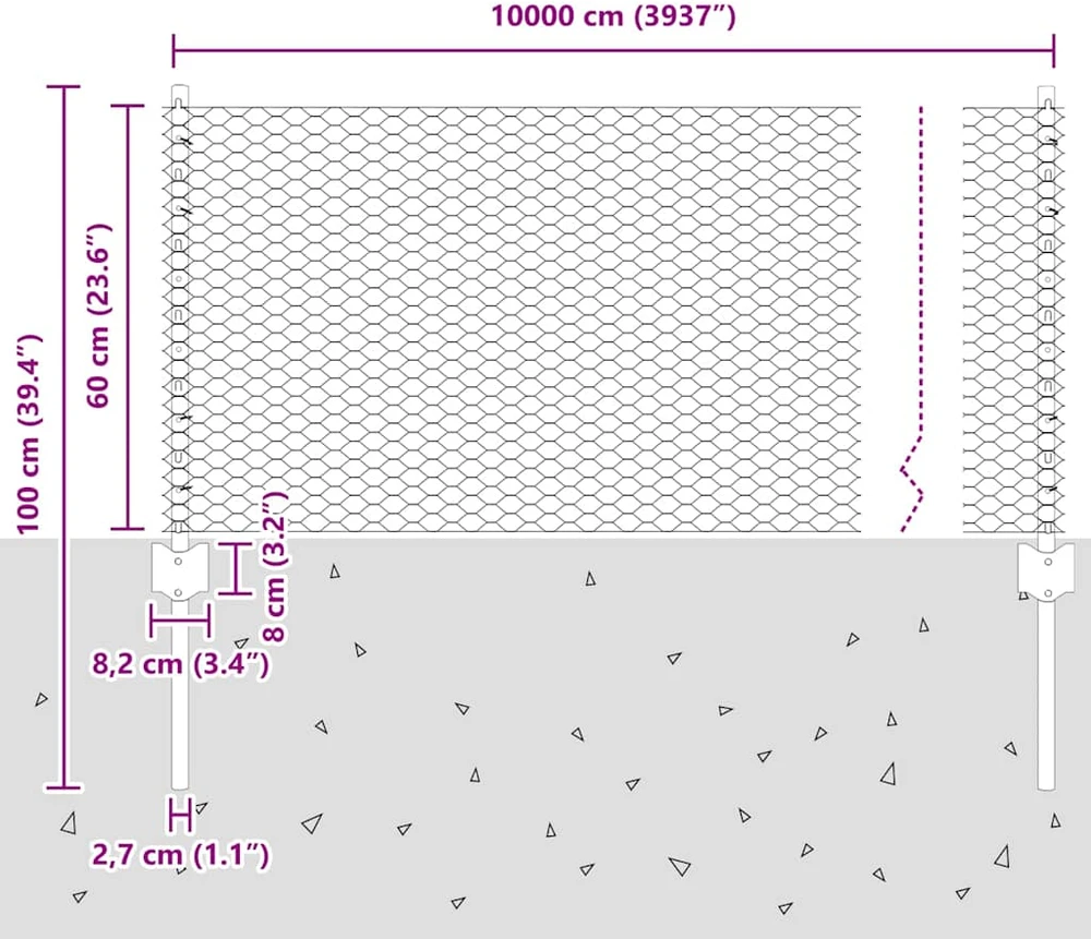 Hexagonal Fence with Post 100 x 0,6 m Galvanizuotas plienas