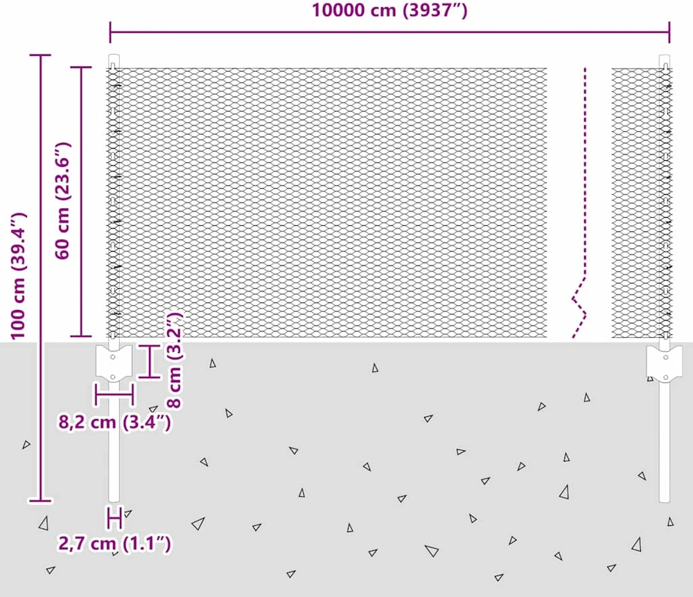 Hexagonal Fence with Post 100 x 0,6 m PVC dengtas plienas Žalia