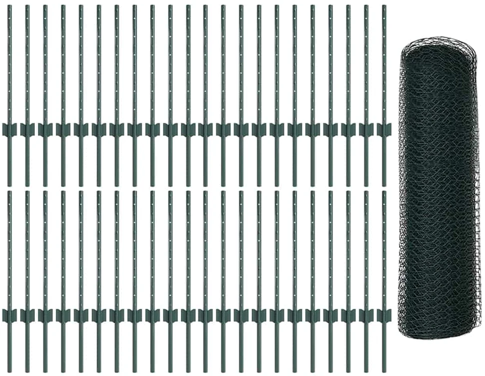 Hexagonal Fence with Post 100 x 0,6 m PVC dengtas plienas Žalia