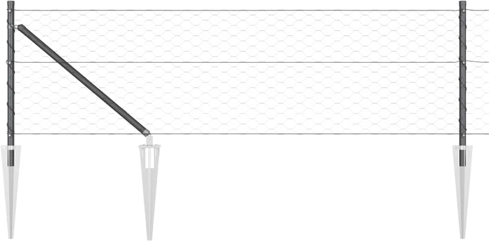 Hexagonal Fence with Post 100 x 0,6 m PVC dengtas plienas Pilka