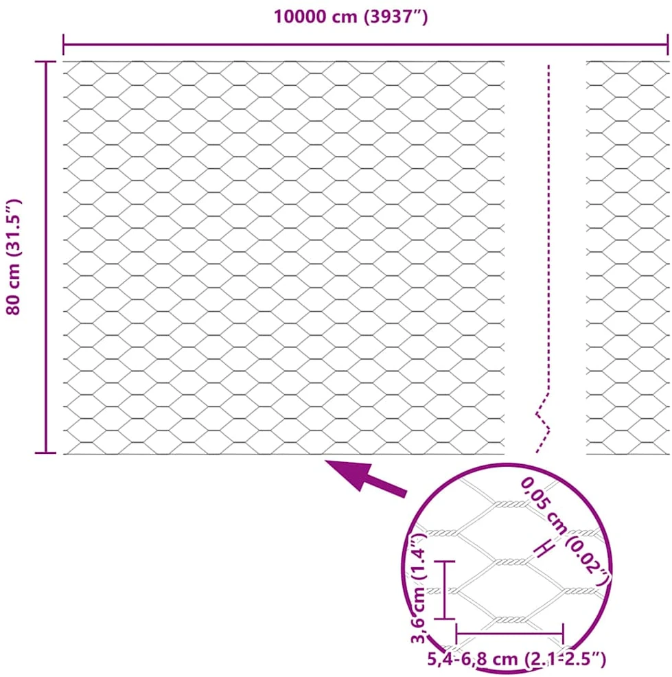Hexagonal Fence with Post 100 x 0,8 m Galvanizuotas plienas