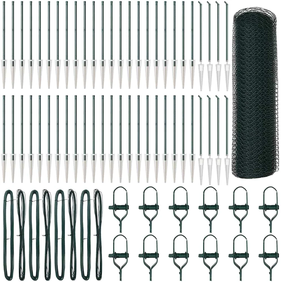 Hexagonal Fence with Post 100 x 0,8 m PVC dengtas plienas Žalia