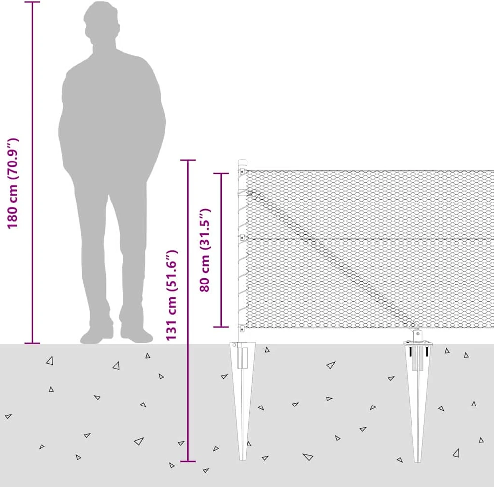 Hexagonal Fence with Post 100 x 0,8 m PVC dengtas plienas Žalia