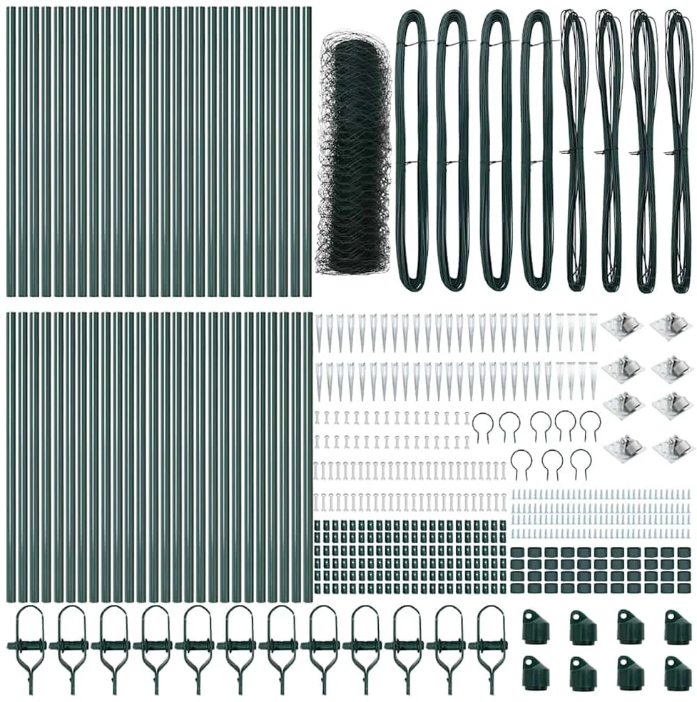 Hexagonal Fence with Post 100 x 0,8 m PVC dengtas plienas Žalia