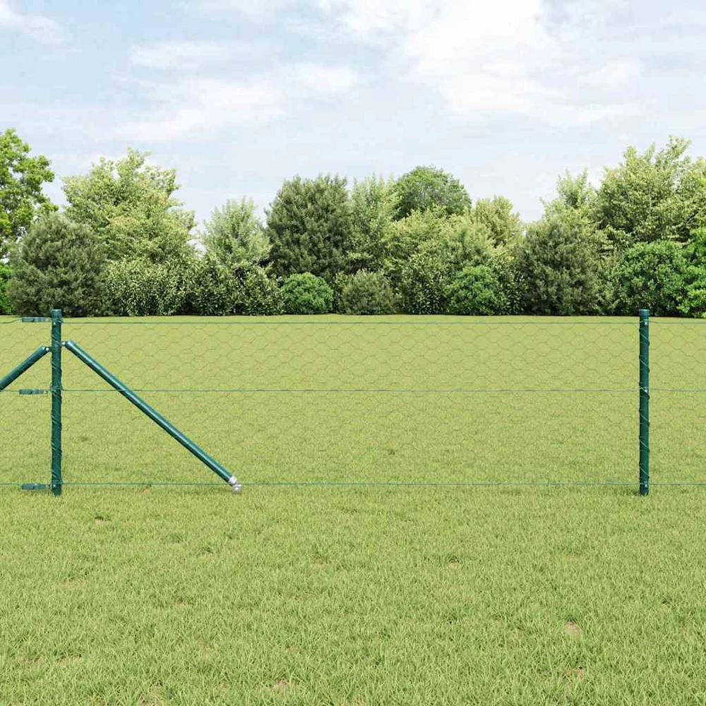 Hexagonal Fence with Post 100 x 0,8 m PVC dengtas plienas Žalia